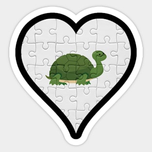 Jigsaw  Turtle Heart Design - Fish Turtle Sticker